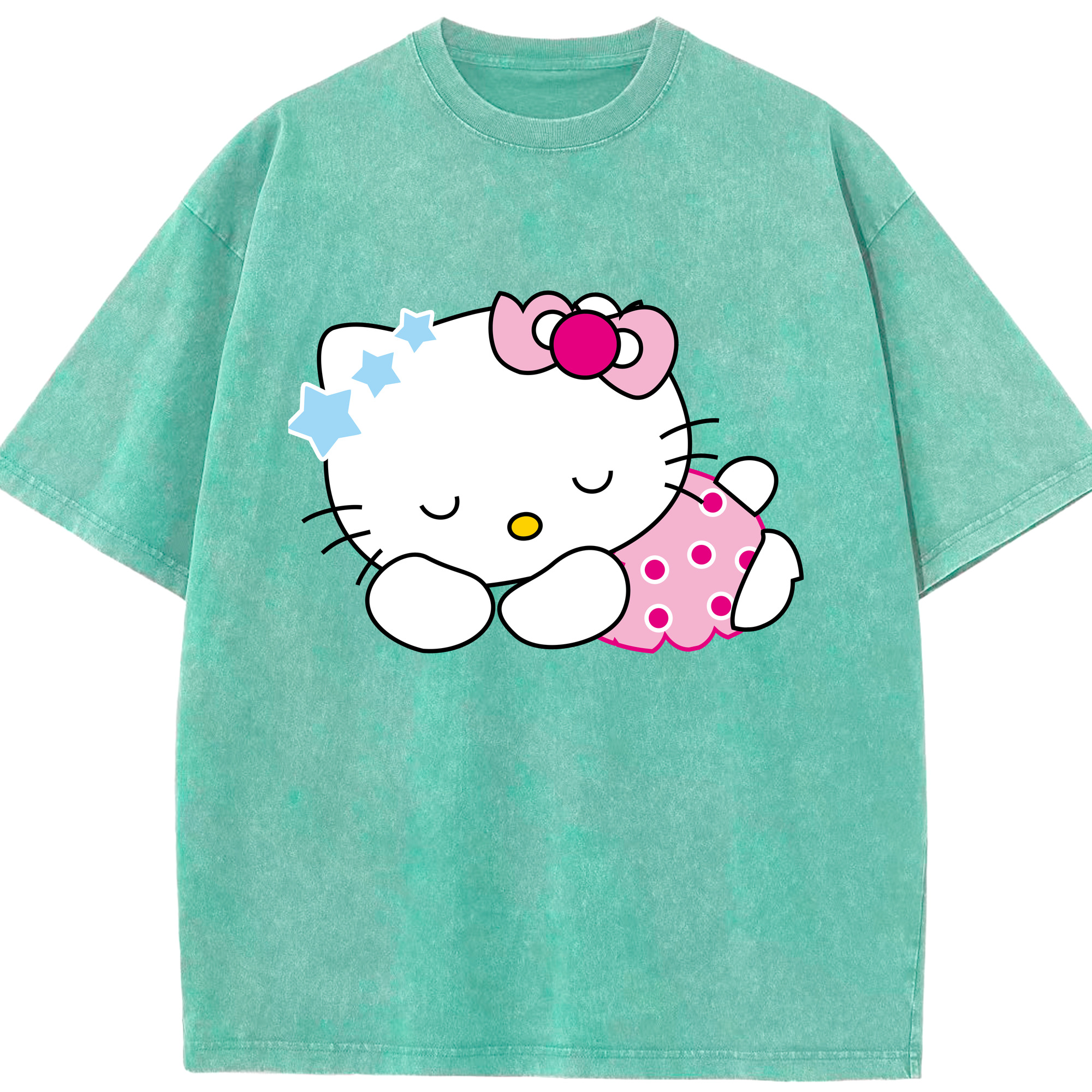 （画像用） Hello Kitty ハローキティ 綿100% ヴィンテージ風 半袖Tシャツ（フロントプリント）
